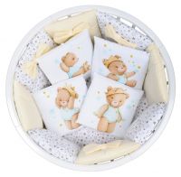 Комплект в кроватку 18 предметов (принт. под., подушка на молнии), сатин/бязь СОП/4, медведь с короной, бирюзовый