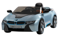 Электромобиль JЕ168 BMW i8 (лицензия, 12V, металлик, экокожа) синий