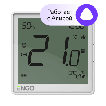 Беспроводной терморегулятор, белый, с модулем Zigbee, с аккумулятором ENGO (EONE-BATW)
