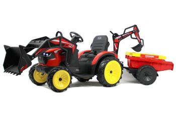 Детский электромобиль экскаватор-погрузчик A777MP красный