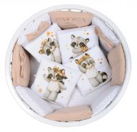 Комплект в кроватку 18 предметов (принт. под., подушка на молнии), сатин/бязь СОП/5 Мишка (бело-коричневый)