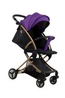 Коляска детская прогулочная Aimile Summer Gold фиолетово-черный, белые диски, FPG-1