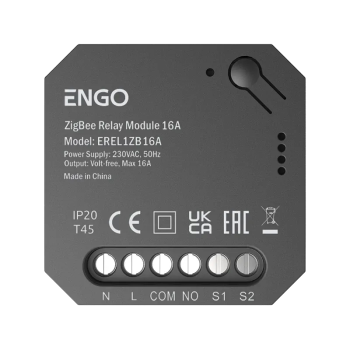 Реле ZigBee, 1x16A, выход NO-COM ENGO (EREL-16ZB)