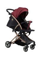 Коляска детская прогулочная Aimile Summer Gold красно-черный, белые диски, FPG-5