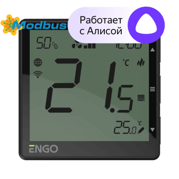 Универсальный терморегулятор WIFI (MODBUS), 220 В, встраиваемый, черный ENGO (EFAN-230B)