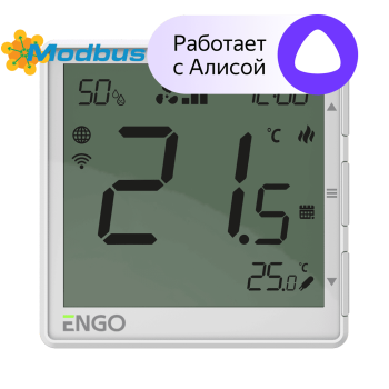 Универсальный терморегулятор WIFI (MODBUS), 24 В, встраиваемый, белый ENGO (EFAN-24W)