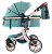 Коляска трансформер Aimile Gold (колёса PU, капюшон XXL, утеплённый конверт) Серо-голубой, золотой диск