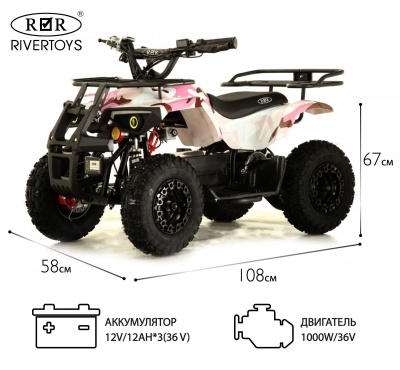 Детский электроквадроцикл TIKI розовый камуфляж