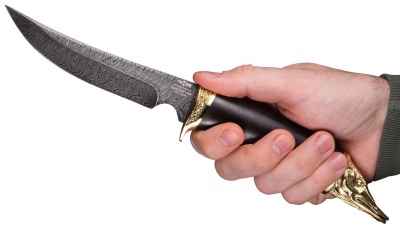 Нож ручной работы Ножемир Россия из дамасской стали РЫБАЦКИЙ (7745)д