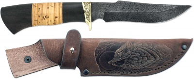 Нож ручной работы Ножемир Россия из дамасской стали КАРДИНАЛ (2380)д