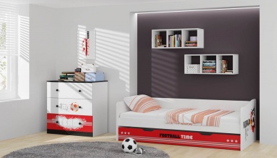 Кровать детская выдвижная Polini kids Fun 4200 Футбол, красный