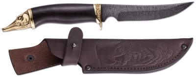 Нож ручной работы Ножемир Россия из дамасской стали РЫБАЦКИЙ (7745)д