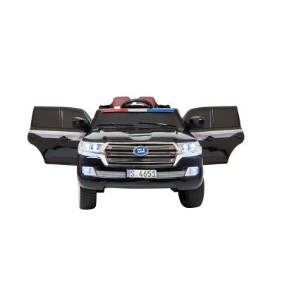 Электромобиль Джип Land Cruiser Police YBH 4651 4x4 с сиреной (чёрный краска)