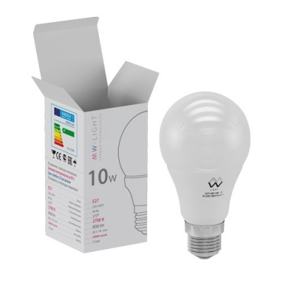 Лампа светодиодная MW E27 A60 2700K SMD 10W 220V матовая (LBMW27A09)