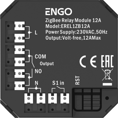 Модульное реле ZigBee 12A ENGO (EREL-12ZB)