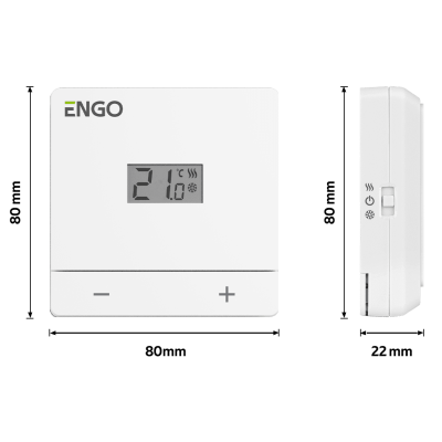 Проводной терморегулятор, накладной, на батарейках, белый ENGO (EASY-BATW)