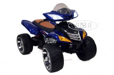 Детский электроквадроцикл E005KX синий (кожа)