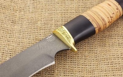 Нож булатный нескладной ручной работы Ножемир СКАЛА (3976)б в кожаном чехле